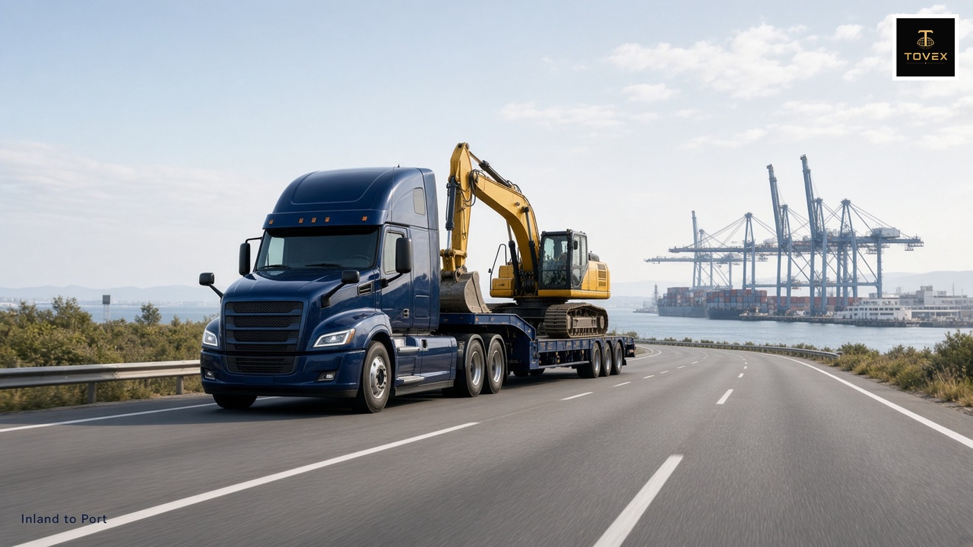 Construction machinery prepared for RoRo export shipping